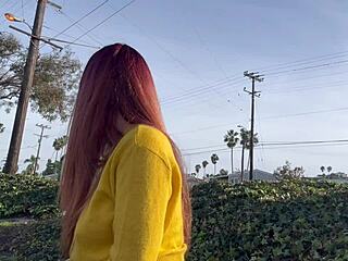 artemisia love's sexy outdoor public smoke with long hair vibes