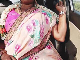 indian housewife cheats hard in car with telugu dirty talk