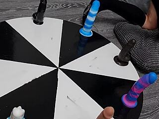 Petite Wife Spins Wheel of Dildos for Huge Orgasm Win!