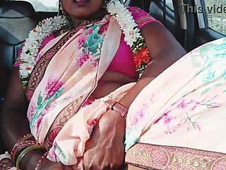 indian housewife cheats hard in car with telugu dirty talk