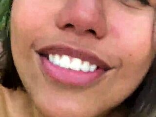 Horny teen sneaks into woods for rough outdoor pov fuck orgasm