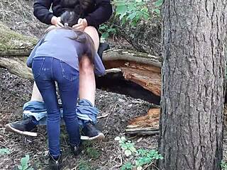 i spy my stepsis licking girlfriend's pussy in forest muff diving passion