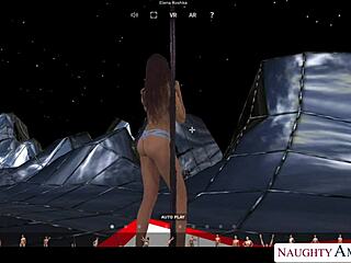 Naughty Big Tits Pornstar Rips Clothes in Night Club Striptease