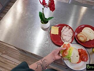 bratty stepsis chloe temple deepthroats and fucks stepbro in kitchen