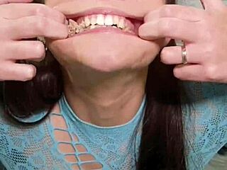 brunette pigtails eats junk food then pukes on tits!