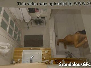 Redhead Girlfriend Strips Nude Hot Tub Shower Tape