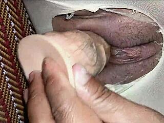 her wet pussy juice lets me thrust deep inside both holes