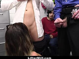 stepmom strips naked, fucked by mall officials before stepson