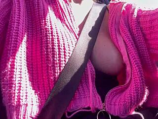 Artemisia Love Flashes Juicy Tits Driving Wild!