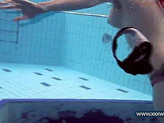 katrin and lucy flaunt massive tits underwater at russian beach pool