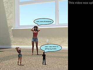 Giantess growth comic: tall babe's huge tits crush mini guy
