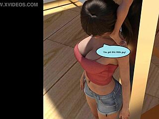 Giantess growth comic: tall babe's huge tits crush mini guy