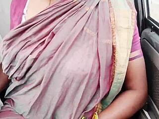 dirty talking maid's big boobs bounce in car