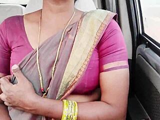 dirty talking maid's big boobs bounce in car