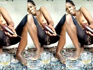 MILF Nikkie Pounds Huge Eggplant Till She Squirts and Tastes It!