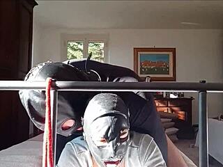 laura the sexy milf bound in heels stockings takes rough cum on tits pounding