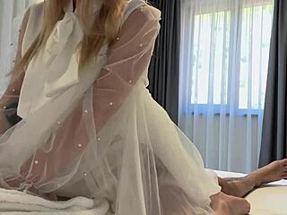 Pregnant blonde rides lover's big cock bent over doggystyle