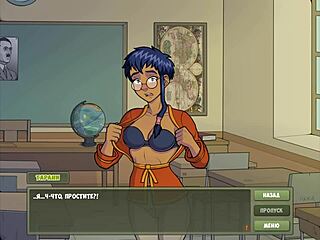 Blonde Coed Nerd Licks and Fucks Teacher in Classroom Cumshot