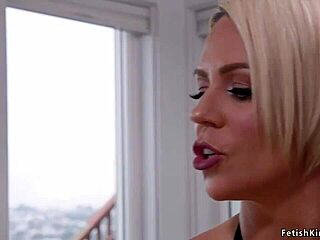 Milf Dominates with Monster Strapon Pegging Bound Man