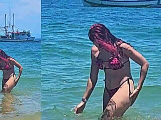 damn, fucking this big ass latina tourist bent over beach in brazil!