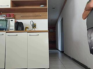 risky kitchen fuck with hubby's friend bareback!