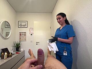 Dude caught jerking off during nurse massage she deepthroats and rides 😈💦