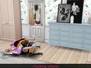 stepsis wrestler pins and straps her lezdom stepsister hard