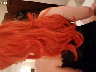 paulina's big ass redhead rides cock in wet corset pussy