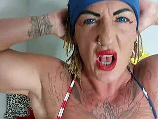 whoa this brutal deepthroat and assfucking by bodybuilder milf looks insane