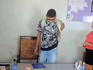 Skinny nerdy young cutie punished nasty by horny school director first time