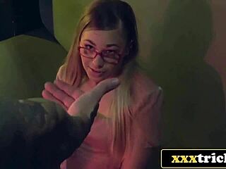 Shy Russian Girl Deepthroats in DJ Booth Then Fucked on Turntables