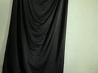 Brunette Tries On Sexy Satin Lingerie Miniskirt Dress