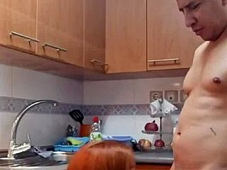 suegra's wet pussy for breakfast in kitchen quickie creampie