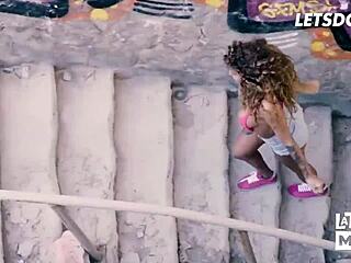 Venus Afrodita's Venezuelan curves flash wildly before outdoor pounding frenzy