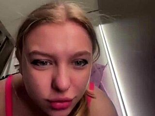 bbw teen fingers shaved pussy closeup in fitting room