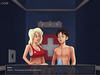 Blonde gloryhole slut gulps massive cock cumshot in summertime heat