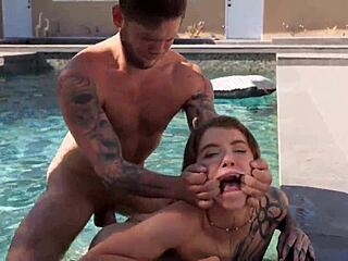How does big booty eden ivy take steve rickz's rough pool anal?