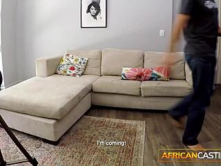 White dude dominates big tits ebony amateur babe in casting punishment