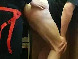 pegging boyfriend's ass from kitchen to public field bathroom atm