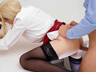 Hey boss, want this lingerie milf secretary's footjob before her rough anal pounding?