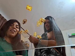 wow stepmom's huge tits drip as stepdaughter licks her swollen pussy 😍