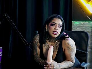 Morena Marcelly Melo Sucks Toy Sloppy in Sheer Red Lingerie