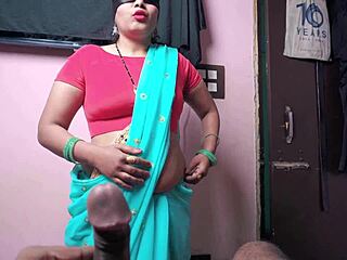 whoa stepmom strips panties for son's footjob cum in mouth with dirty hindi talk...