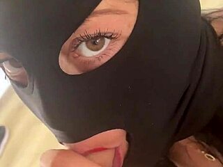 red lipstick milf mommy sucks cock deep then doggy squirt in fishnets taboo wife