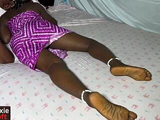 curvy ebony wife takes passionate oiled spanking outdoors big ass