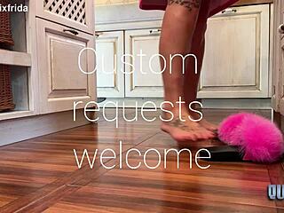slipping out of furry slippers to show off bare kitchen toes 🦶😘 tattooed feet fun!