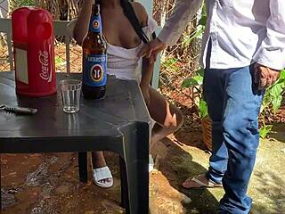 A naughty 60-year-old sneaks off to fuck a hot girl right in the bar