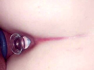 tight gf tests buttplug then rides cock doggy hard