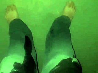 She desperately soaks her jeans