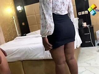 quickie fucking lodged tourist in red sheer pussy